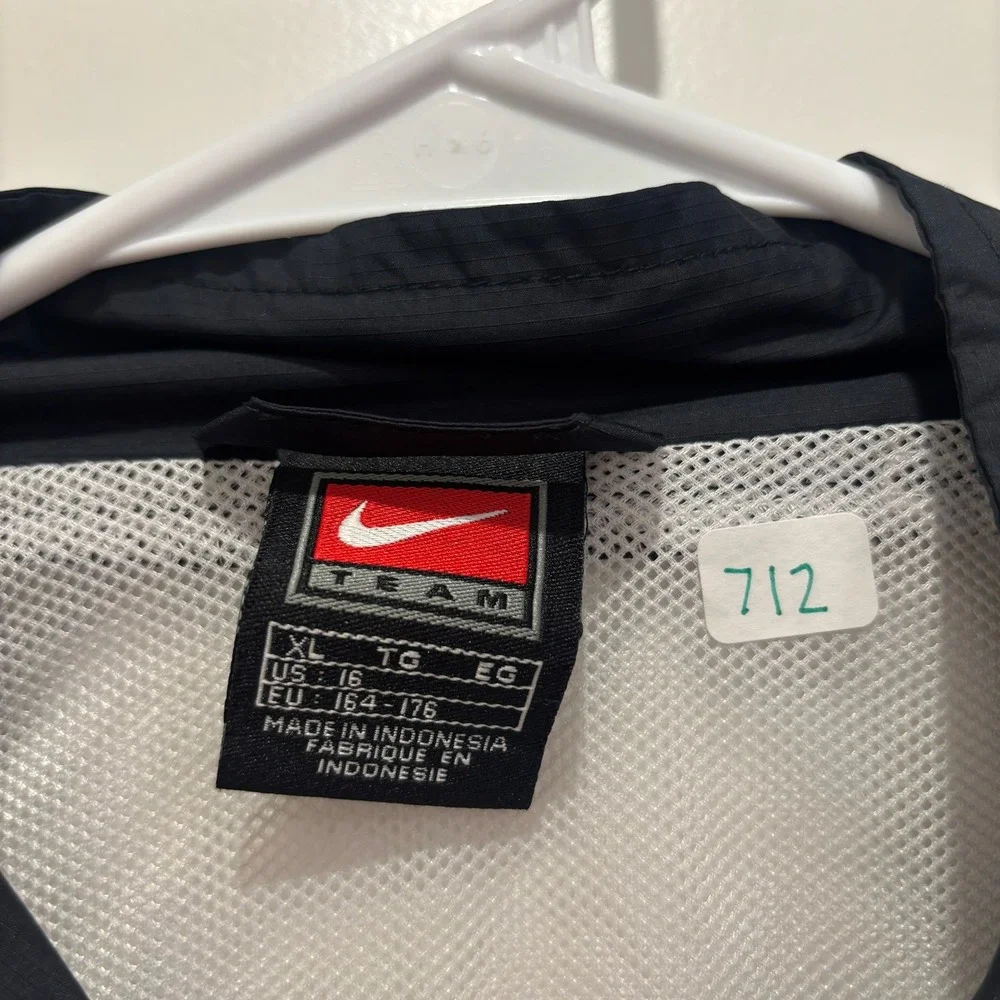 Vintage Nike Team‎ Windbreaker Jacket Black White Colorblock Full Zip  Womens XL